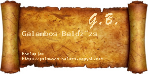 Galambos Balázs névjegykártya